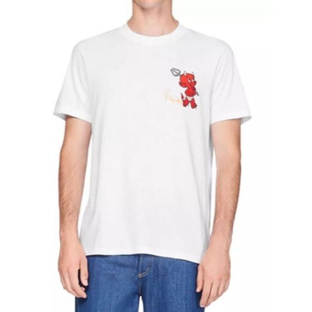 Sandro X Hot Stuff Men's Tee T-Shirt White Graphic Short Sleeve XL NWT